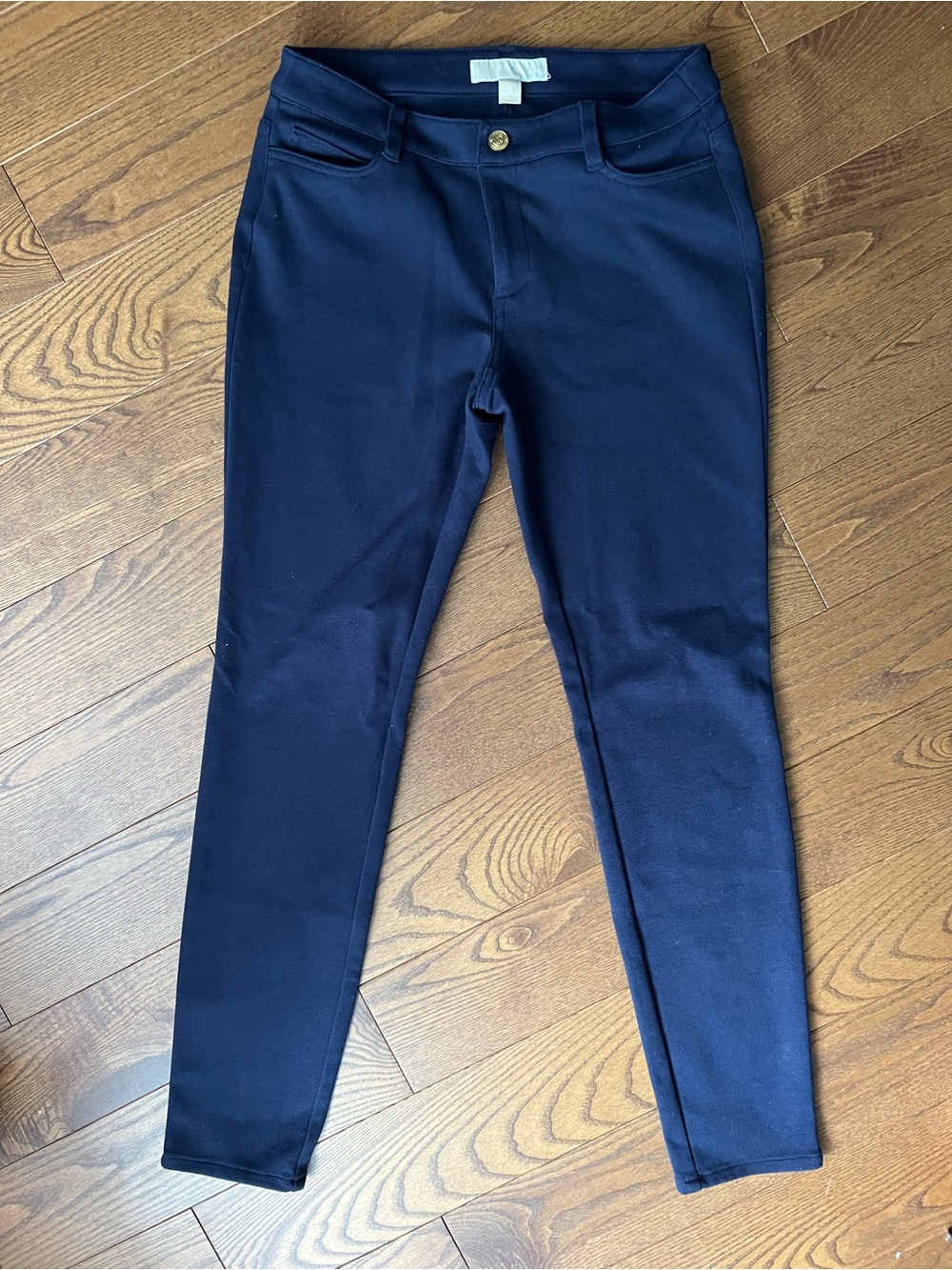 Michael Kors Dark Navy Ponte Leggings with Button Waist